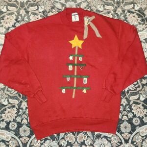 Vintage Jerzees Women's Large Ugly Christmas tree Crewneck / Sweater